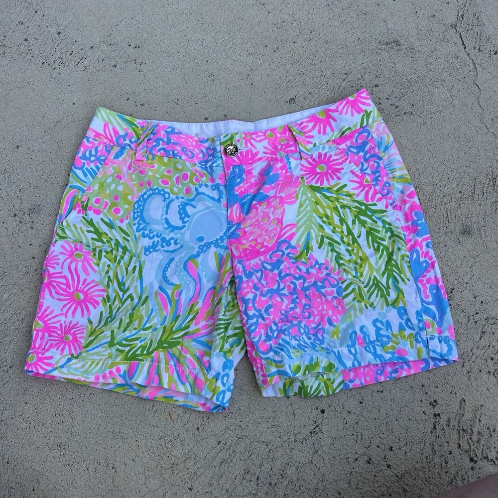 Lilly Pulitzer Shorts Size 4 Jayne Knit Coastal Coral Reef All Around Stretch